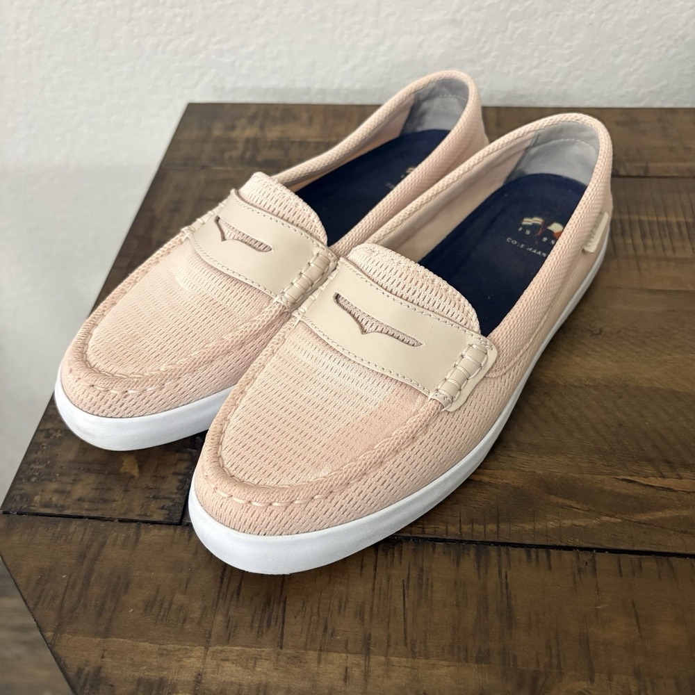 Cole Haan Nantucket Penny Loafer Pink Cream Canvas Washable‎ Women's